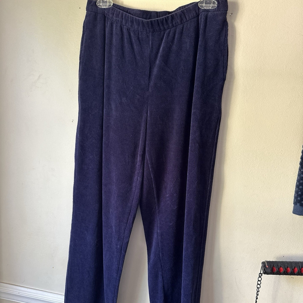 Allison Daley Navy Blue and Gold Thread Medium 2 Piece Set Top and Pants SOFT - Picture 4 of 7